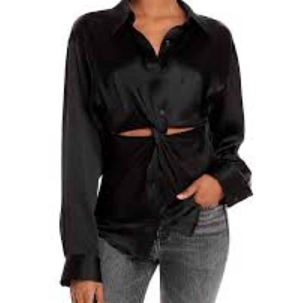 Alexander wang cut out knotted silk top